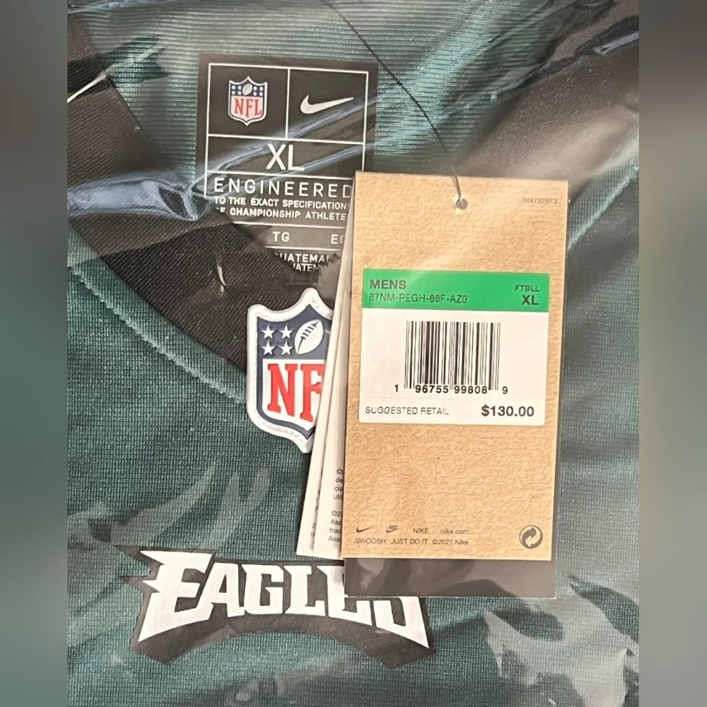 NWT NFL Nike Philadelphia Eagles Haason Reddick #7 On Field Home Jersey Men XL - Picture 2 of 5
